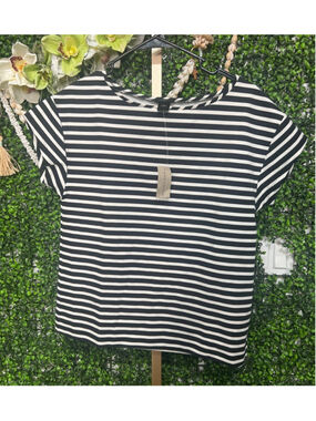 Women's Ann Taylor Black White Striped Short Sleeve Tee Size Small